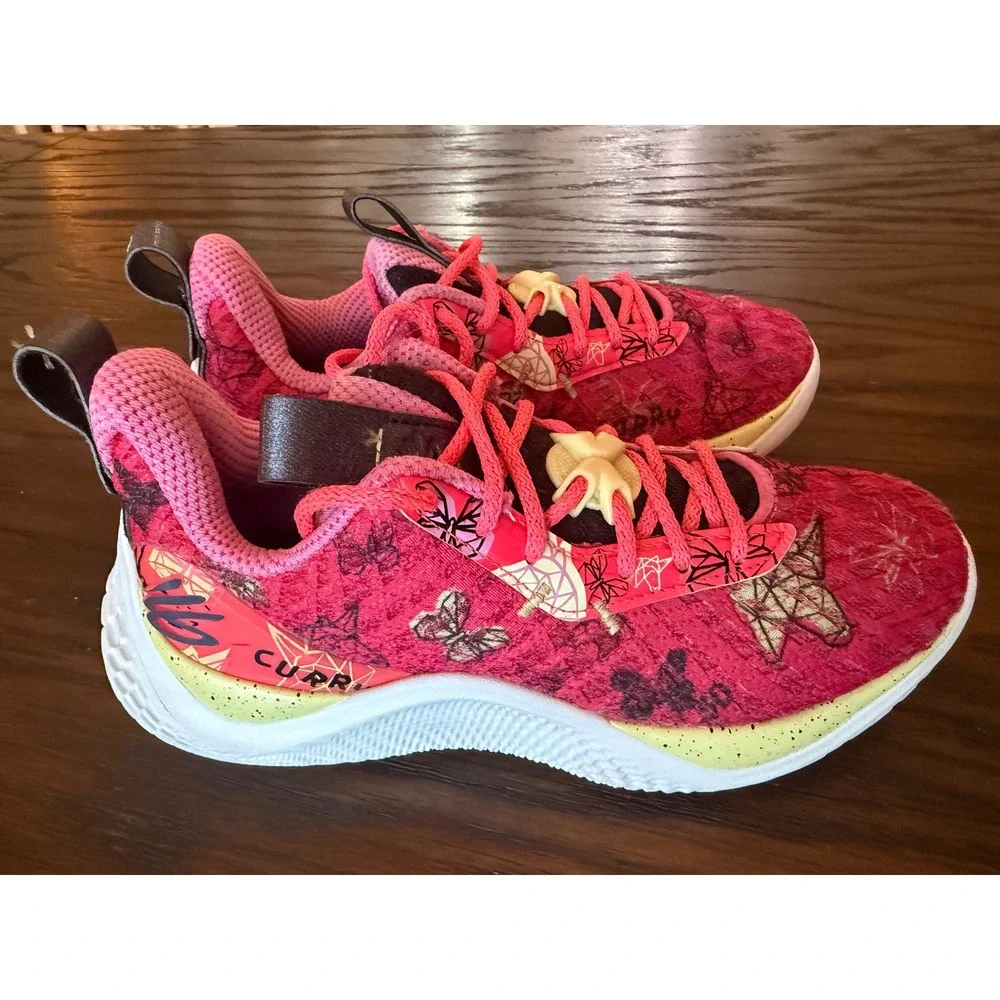 Under Armour Curry Flow 10 Kids 5.5Y Pink Excellent Unicorn Butterfly Girl Dad